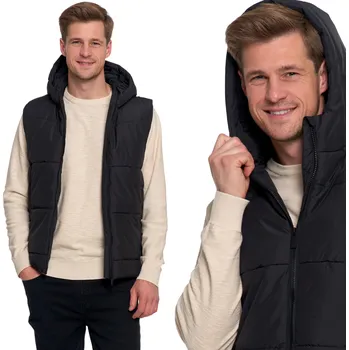 Pánská vesta Moraj pánská vesta, pánský bunda bez rukávů s kapucí, černá, velikost M