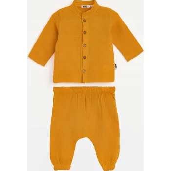 Dětská souprava kalhoty a košile bavlna velikost 86 HOŘČICOVÁ