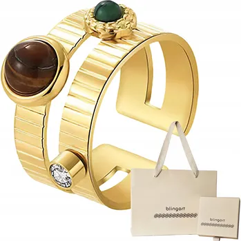 Prsten Prstýnek dámský pozlacený nastavitelný KAMENY