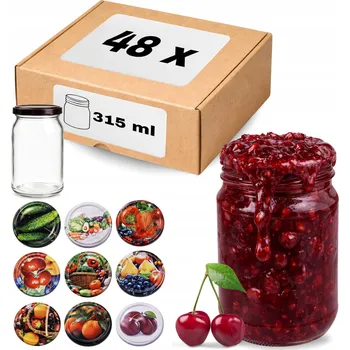 Sklenice ZAVAŘOVACÍ SKLENICE NA DŽEM, ZAVAŘENINY , DŽEMY , DŽEM, SKLENICE 315ml 48 KUSŮ