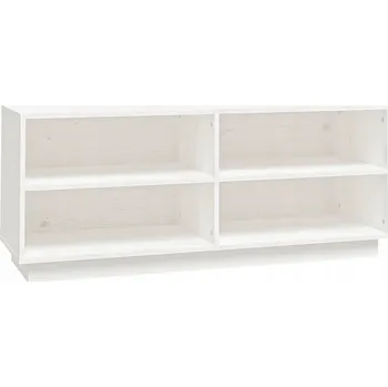 Botník Bílá dřevěná botník 110 x 34 x 45 cm z masivního borovicového dřeva