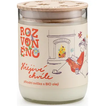 Svíčka Rozvoněno Vonná svíčka - Hřejivé chvíle 300 ml ve sklenici z lahve od vína
