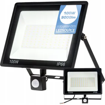 LED reflektor 100W černý IP66 s pohybovým a soumrakovým senzorem 9000 lm 4500 K