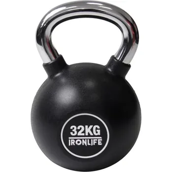 Kettlebell urethanový IRONLIFE 32 kg, ČERNÝ