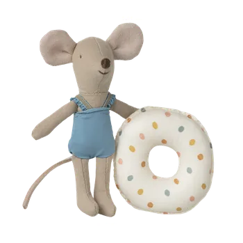 plyšák Maileg - Plážová myška s nafukovacím kruhem - malá sestra - Multi dot