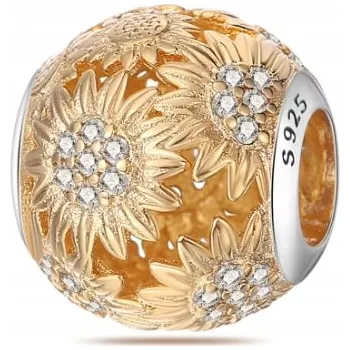 Přívěsek Přívěsek charms zlatý slunečnice osázená zirkony stříbro 925