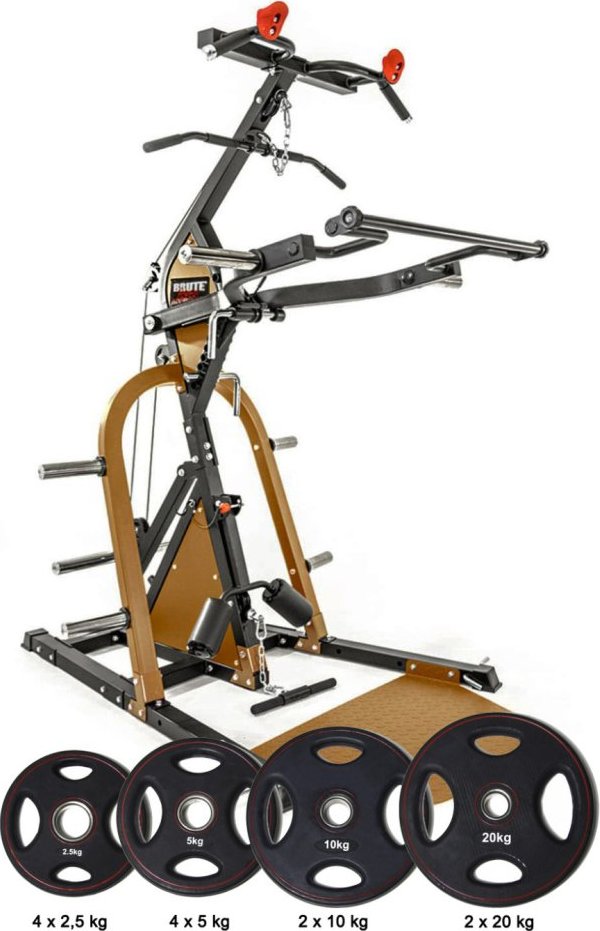 Posilovací stroj na kotouče RAPTOR Lever Gym BRUTE FORCE + 90 kg závaží