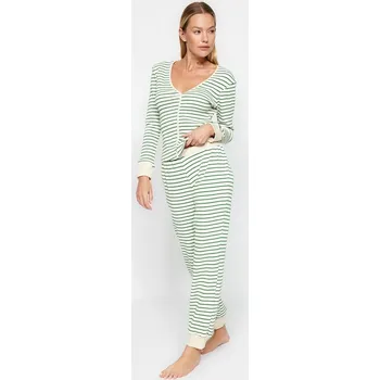 Dámské pyžamo trendyol Creme/ Grün 5928748 L