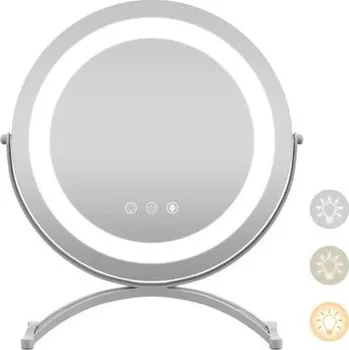 Zrcadlo Kosmetické zrcadlo HU10611DE-WH s LED osvětlením, průměr 30 cm, bílé - A COSTWAY