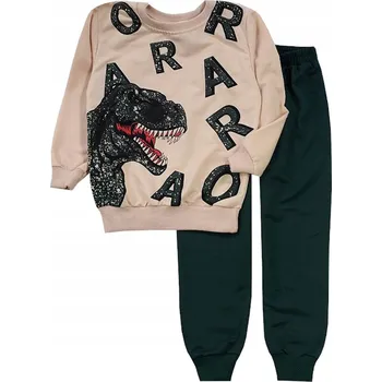 Chlapecká mikina TEPLÁKOVKA CHLAPECKÁ SPORTOVNÍ MIKINA DINO SAUŘI KALHOTY zelené 4/5 J621B