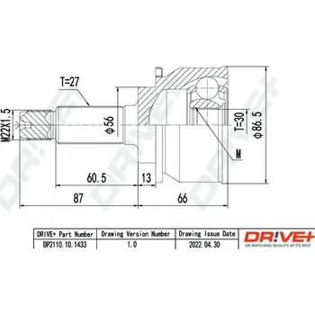 Hřídel nápravy Sada kloubu hnacího hřídele DRIVE+ DP2110.10.1433