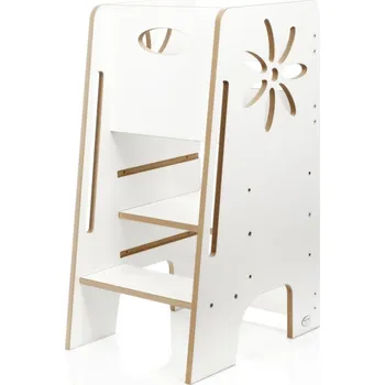 učicí věž Dřevěná učící věž Montessori KIDSWOOD Flower 80cm - bílá