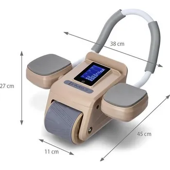 HMS Posilovací válec na břicho KA08 hnědý s automatickým odskokem (VÝPRODEJ) + DÁREK