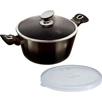 Hrnec Berlinger Haus Hrnec s mramorovým povrchem a poklicí 24cm METALLIC LINE SHINY BLACK EDITION 20341&nbsp;BH/6605