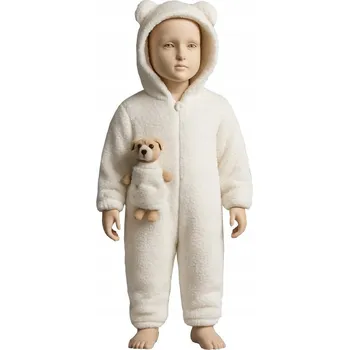 Kojenecký overall KOMBINÉZA overal příjemná teplá Kožíšek MEDVÍDEK ecru 68 (9) H611M