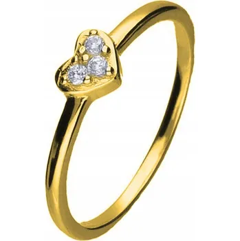 Prsten Srdce se Zirkony Drobné Zlaté Prstýnek Stříbro 925 Minimalistický Velikost 12