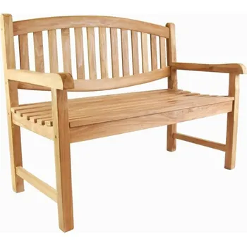 Zahradní lavice Malá dvoumístná lavička z teakového dřeva 120 cm na balkon / terasu / zahradu, hnědá