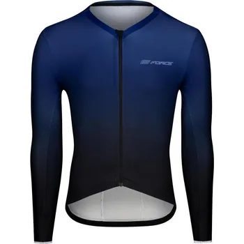 cyklistický dres Force SMOOTH modro-černý cyklodres - dlouhý rukáv POUZE M (VÝPRODEJ)