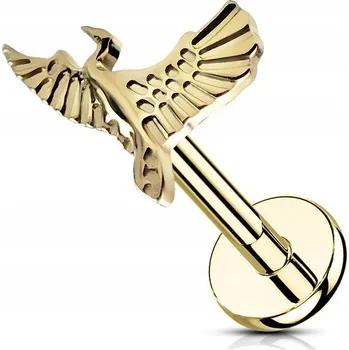 Náušnice Labret s jeřábem 1,2/6 zlatý