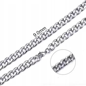 Řetízek Stříbrný Řetízek Kubánský náhrdelník 9 mm Délka 55 cm Pancr z oceli