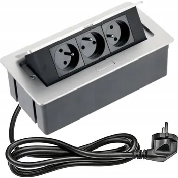 Napájecí kabel Prodlužovací Kabel stolní soft hliníkový GTV 3 zásuvky hliníkový stříbrný