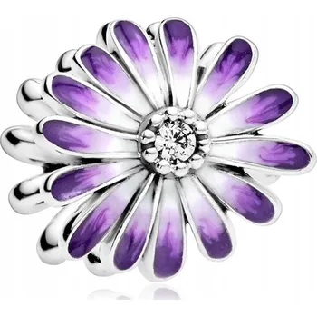 Přívěsek Přívěsek STŘÍBRO 925 Charms Korálek Fialová Sedmikráska Květina