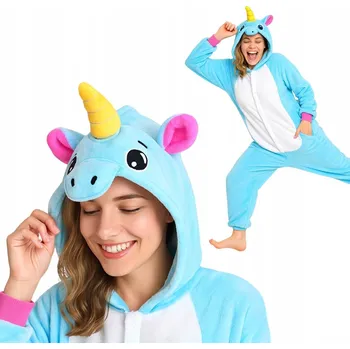 Karnevalový kostým Pyžamo Overal Kigurumi Kostým Modrý Jednorožec XXL: 185 - 195 cm