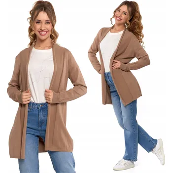 Dámský svetr DÁMSKÝ KARDIGAN SVETR MORAJ VISKÓZA VOLNÝ STYL STYLOVÝ MÓDNÍ BÉŽOVÝ S/M