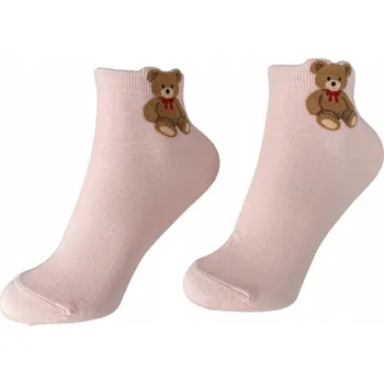 Dámské ponožky Ponožky Dámské Kotníkové Růžové se Vzorem Medvídka