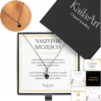 Náhrdelník NÁHRDELNÍK ČERNÝ TURMALÍN STŘÍBRNÝ DÁMSKÝ PŘÍRODNÍ KÁMEN OCEL KailaArt