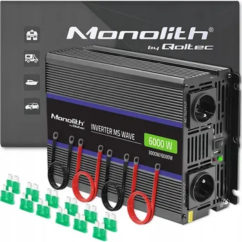 Měnič napětí Qoltec měnič napětí napětí 6000 MS Wave 12V na 230V 3000/6000W USB