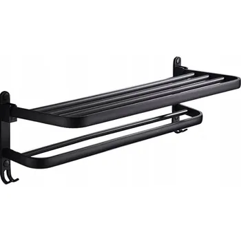 Věšák Koupelnový věšák s poličkou na ručníky 60 cm černý DL338788