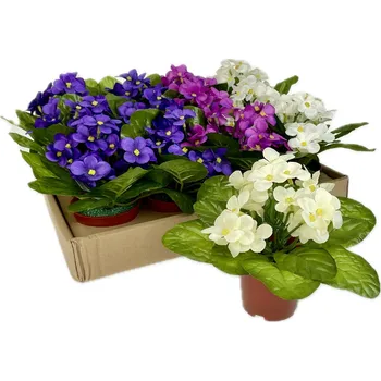 umělá květina Fialka umělá 20cm v plast. květníku MIX barev