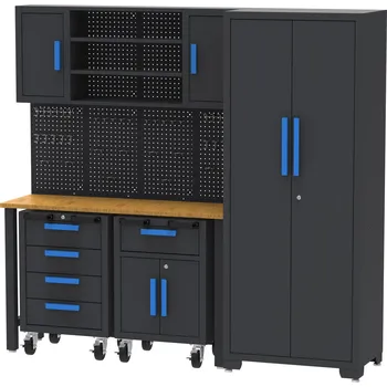 Dílenský stůl XTLINE Modulární dílenský set s pracovní deskou, skříní a úložnými boxy | 8 dílů