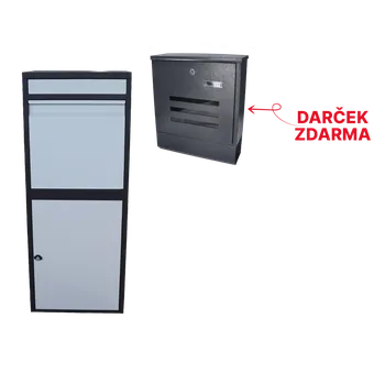 Poštovní schránka Box na balíky (410x385x1020mm) s přepadovou lištou na ochranu balíků, tloušťka 0.8mm) velikost balíku: 320x300x260mm, barva: Černé tělo + bílý vhod