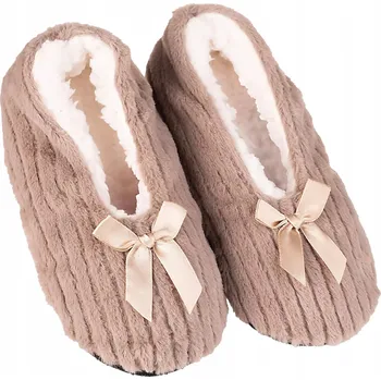 Dámské pantofle Dámské Teplé pantofle bambulky baleríny s kožíškem pohodlné 35-38