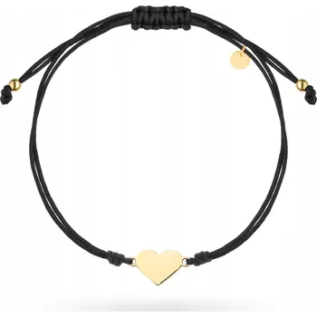 Náramek POZLACENÝ NÁRAMEK NA ŠŇŮRCE SRDCE stříbro 925