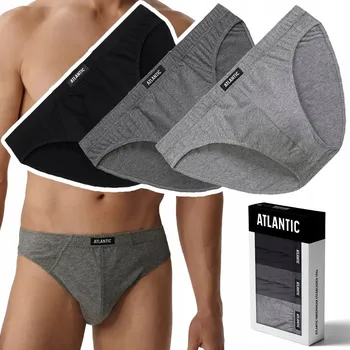 Slipy Pánské bavlněné slipy Sport 3-BALENÍ Pohodlné Kalhotky ATLANTIC 3BMP-322 - XXL