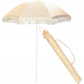 Slunečník PLÁŽOVÝ ZAHRADNÍK SLUNEČNÍK S TŘÁSNĚMI 174CM ŽLUTÝ