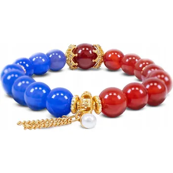 Náramek Náramek Harmonie s přírodním červeným a modrým achátem