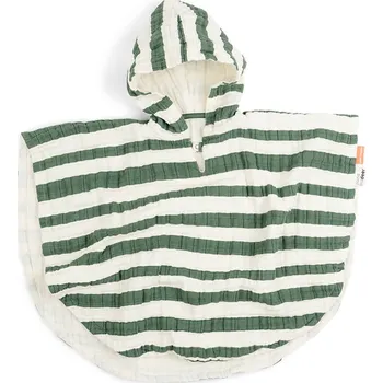 Done by Deer Pončo s kapucí Stripes GOTS - zelené