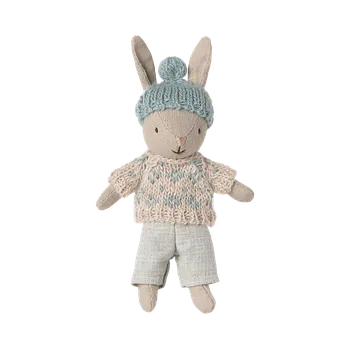 plyšák Maileg - Zimní zajíček micro - Sand/Mint