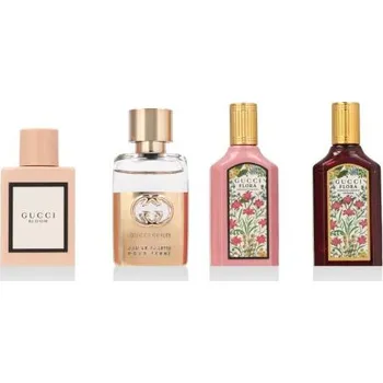 Dámský parfém Gucci Mini Set dárková kazeta: EDP Bloom 5 ml + EDP Flora Gorgeous Gardenia 5 ml + EDP Flora Gorgeous Gardenia Intense 5 ml + EDT Guilty Pour Femme 5 ml pro ženy