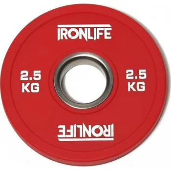 Příslušenství pro posilovací stroj a lavici Frakční kotouč urethan IRONLIFE 2,5 kg, červený