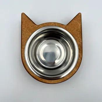 miska pro kočku Wook | Miska pro kočky se dřevěným stojanem 200ml - cedr