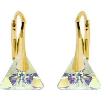 Náušnice Stříbrné 925 pozlacené náušnice Swarovski Triangle 12 mm Crystal AB