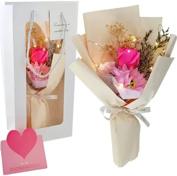 Mýdlo Kytice vonných mýdlových květů v krabičce, svítící LED BUK