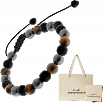 Náramek Pánský náramek náramek z provázku, onyx a magnetit