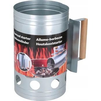 Příslušenství pro gril Komín pro zapalování uhlí do grilu, krbu, ohniště BBQ 28x16cm Stříbrný kovový