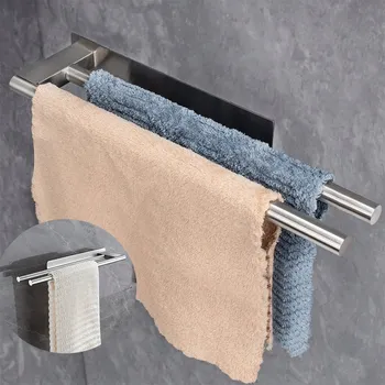 Držák na ručník DRŽÁK NA RUČNÍKY BEZ VRTÁNÍ, DVOJITÝ DVOURAMENNÝ VĚŠÁK NA RUČNÍKY